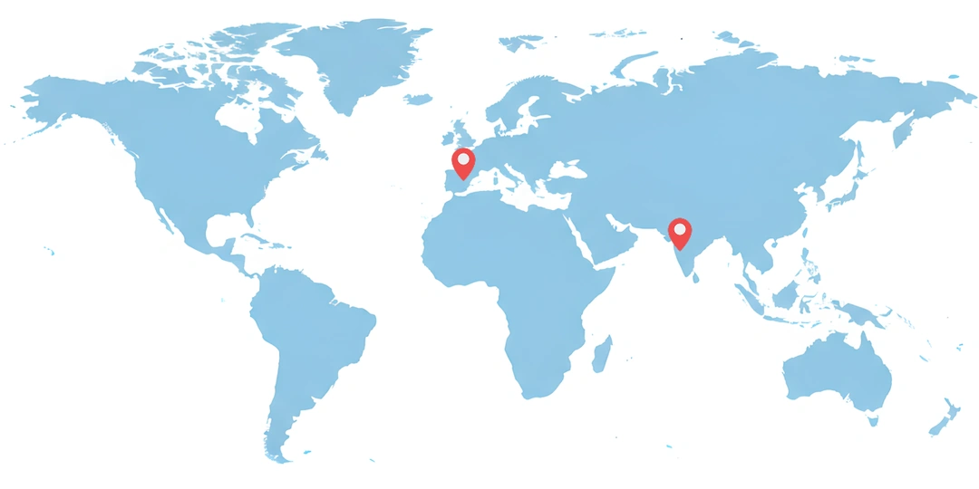 Global presence map showing NeuraByte's worldwide reach